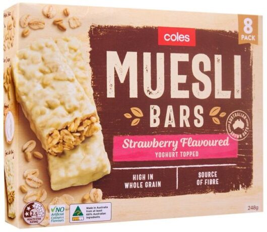 COLES MUESLI BARS STRAWBERRY YOGHURT TOP