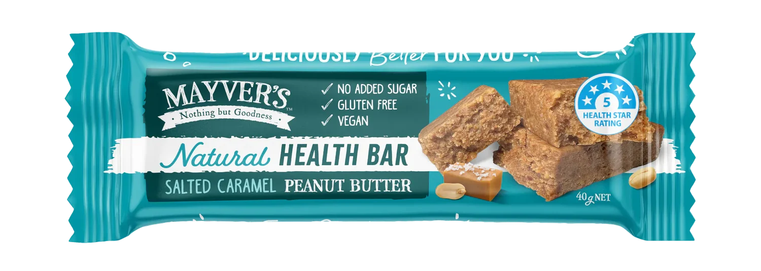 MAYVER'S NATURAL HEALTH BARS SALTED CARAMEL PEANUT BUTTER