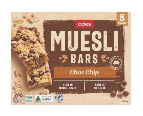 COLES MUESLI BARS CHOCOLATE CHIPS 8 PACK